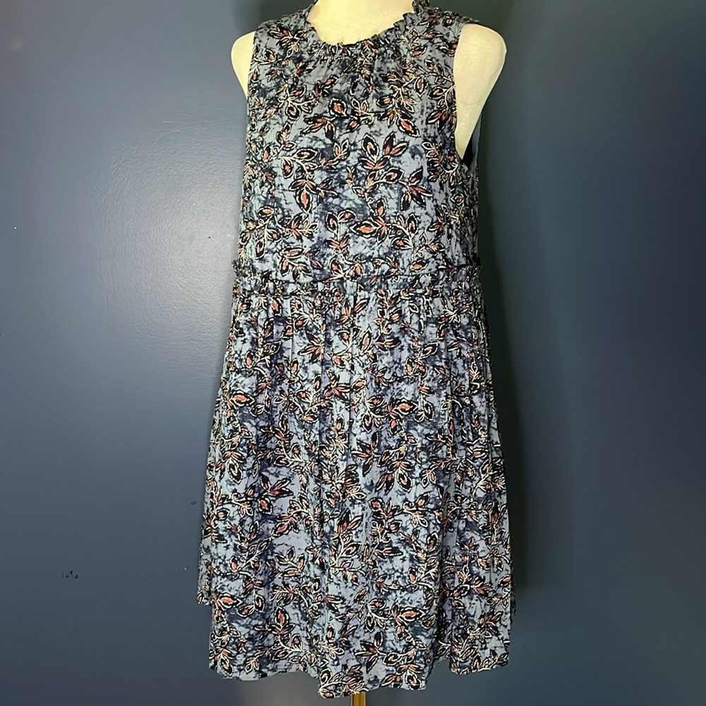 Lucky Brand womanS denim blue batik print w light blue & rusty red, sleeveless